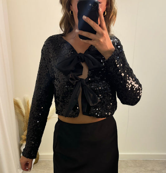 SIA sequin bow cardigan top