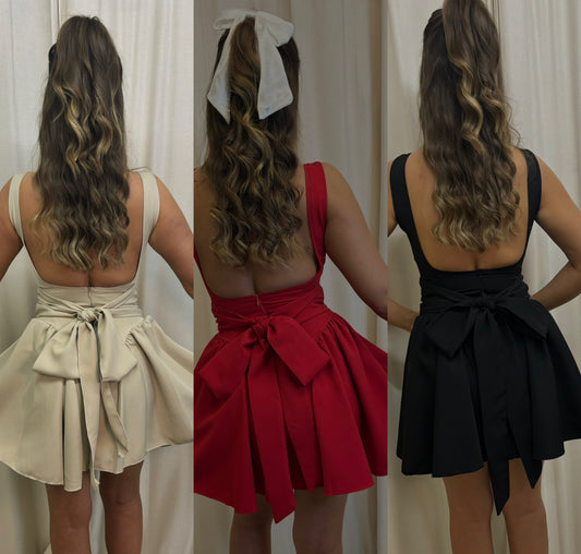 BOW backless skater dress